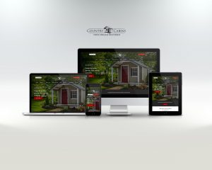 country cabins website displayed on laptop, tablet, and phone