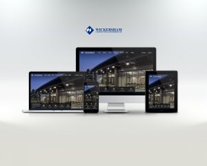 wickersham construction website displayed on laptop, tablet, and phone