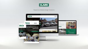 clark website displayed on laptop, tablet, and phone
