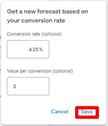 adding a conversion rate