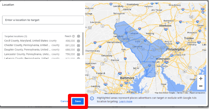 locations targeted