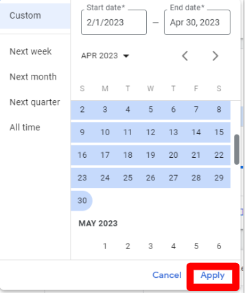 Adjusting Date Range