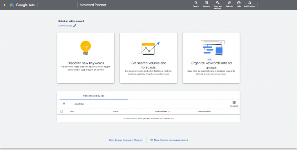 Keyword Planner Options